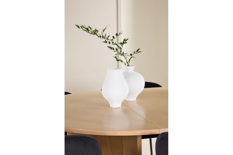 Matgrupp Strada Runt 120/170 cm Vit med Edina Stolar 6 st, Svart - 6 st, Svart - Möbler - Bord & matgrupper - Matgrupper