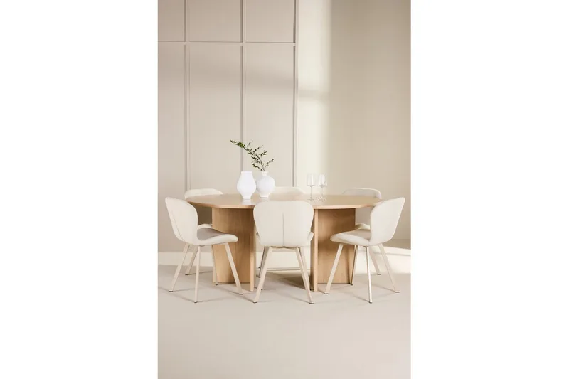 Matgrupp Strada Runt 120/170 cm Vit med Lilja Stolar 6 st - 6 st - Möbler - Bord & matgrupper - Matgrupper