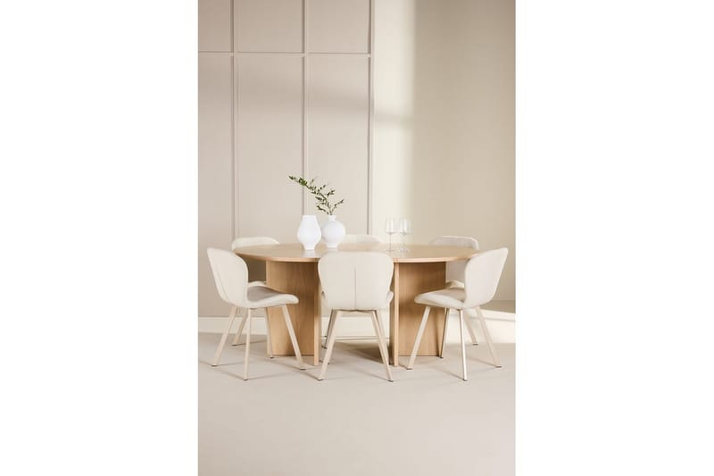 Matgrupp Strada Runt 120/170 cm Vit med Lilja Stolar 6 st - 6 st - Möbler - Bord & matgrupper - Matgrupper