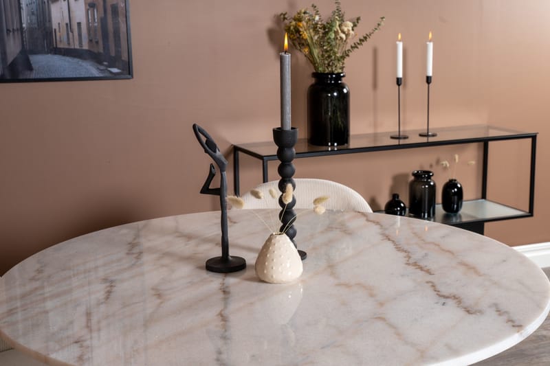 Admira Matbord 106 cm Runt Marmor med 4 st Valera Matstol - Beige / Marmor - Möbler - Bord & matgrupper - Matgrupper