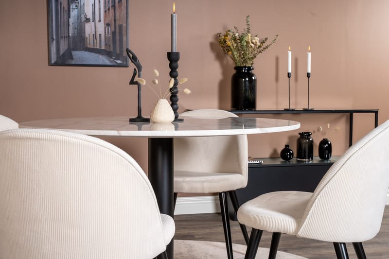 Admira Matbord 106 cm Runt Marmor med 4 st Valera Matstol - Beige / Marmor - Möbler - Bord & matgrupper - Matgrupper