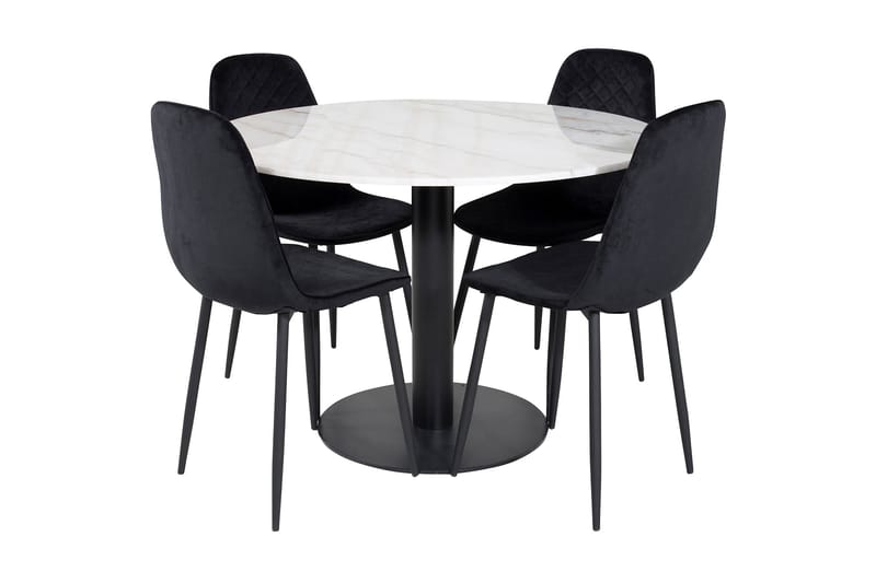 Admira Matgrupp 106 cm Rund inkl 4 Ypas Stolar - Marmor/Vit/Svart - Möbler - Bord & matgrupper - Matgrupper