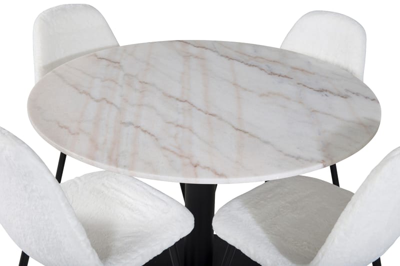 Admira Matgrupp 106 cm Rund inkl 4 Ypas Stolar - Marmor/Vit/Svart - Möbler - Bord & matgrupper - Matgrupper