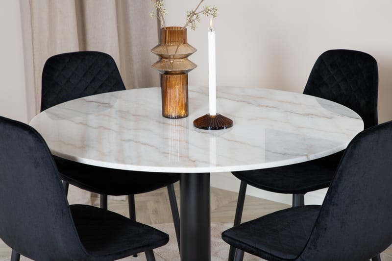 Admira Matgrupp 106 cm Rund inkl 4 Ypas Stolar - Marmor/Vit/Svart - Möbler - Bord & matgrupper - Matgrupper