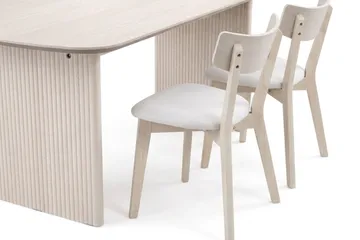 Alma Matgrupp 180 cm rektangulärt Vitlaserad med 6 Amelia Matstolar med Dyna - Vitlaserad/Beige - Möbler - Bord & matgrupper - Matgrupper