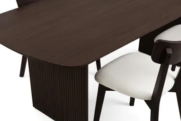 Alma Matgrupp 220 cm rektangulärt i Rökt Ek med 6 Amelia Matstolar med Dyna - Rökt Ek/Beige - Möbler - Bord & matgrupper - Matgrupper