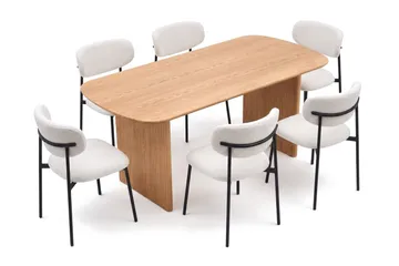 Alma Matgrupp rektangulärt 180 cm Ek med 6 Lucy Matstolar - Ek - Möbler - Bord & matgrupper - Matgrupper