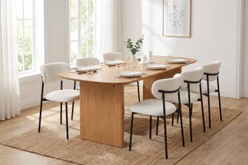 Alma Matgrupp rektangulärt 180 cm Ek med 6 Lucy Matstolar - Ek - Möbler - Bord & matgrupper - Matgrupper