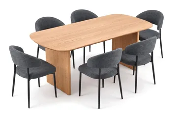 Alma Matgrupp rektangulärt 180 cm Ek med 6 Sawako Matstolar - Ek - Möbler - Bord & matgrupper - Matgrupper