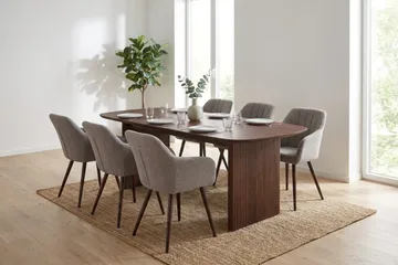 Alma Matgrupp rektangulärt 180 cm Valnöt med 6 Filippa Matstolar - Valnöt - Möbler - Bord & matgrupper - Matgrupper