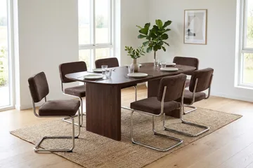 Alma Matgrupp rektangulärt 180 cm Valnöt med 6 Milva Matstolar - Valnöt - Möbler - Bord & matgrupper - Matgrupper