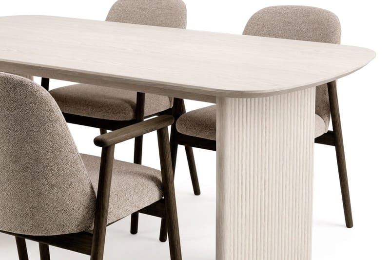 Alma Matgrupp rektangulärt 180 cm Vitlaserad med 6 Reciclar Matstolar - Vitlaserad - Möbler - Bord & matgrupper - Matgrupper