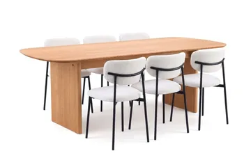 Alma Matgrupp rektangulärt 220 cm Ek med 6 Lucy Matstolar - Ek - Möbler - Bord & matgrupper - Matgrupper