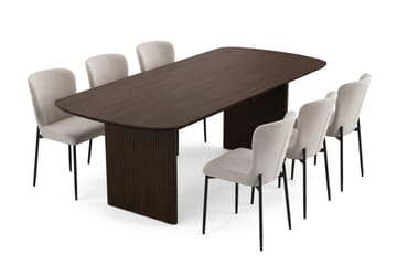 Alma Matgrupp rektangulärt 220 cm Rökt Ek med 6 Elsie Matstolar - Rökt ek/Beige - Möbler - Bord & matgrupper - Matgrupper