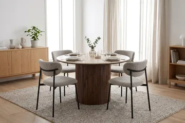 Arvo Matgrupp runt 120 cm Valnöt med 4 Lucy Matstolar - Valnöt - Möbler - Bord & matgrupper - Matgrupper