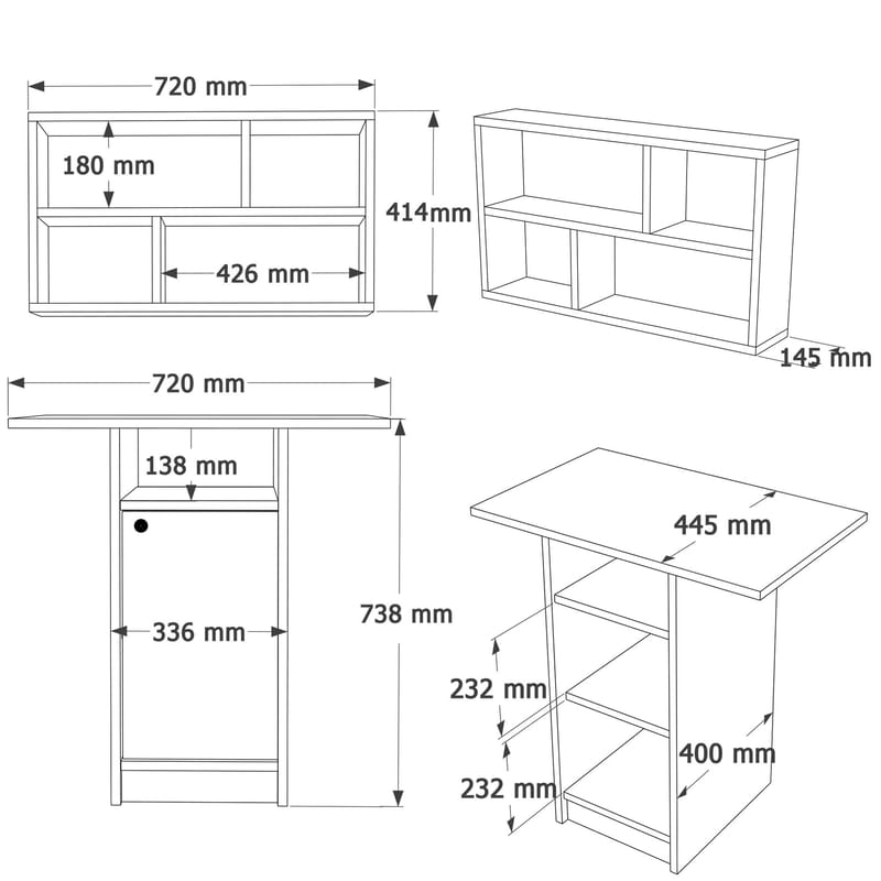 Avero Matbord- 72x73,8x44,5 cm - Vit och ek - Möbler - Bord & matgrupper - Matgrupper