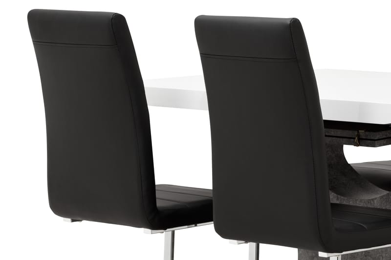 Azusa Matgrupp 140 cm med 4 Sorado Stol - Vit/Betong/Svart - Möbler - Bord & matgrupper - Matgrupper