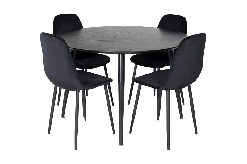 Balisa Matgrupp 115 cm Rund inkl 4 Ypas Stolar, Svart