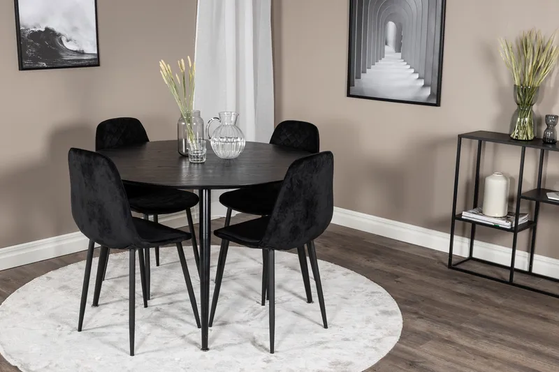 Balisa Matgrupp 115 cm Rund inkl 4 Ypas Stolar - Svart - Möbler - Bord & matgrupper - Matgrupper