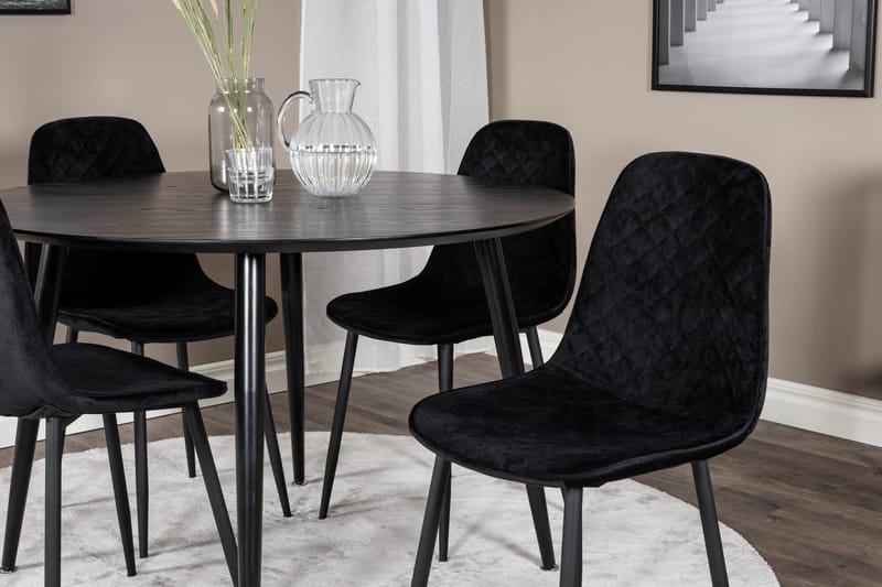 Balisa Matgrupp 115 cm Rund inkl 4 Ypas Stolar - Svart - Möbler - Bord & matgrupper - Matgrupper