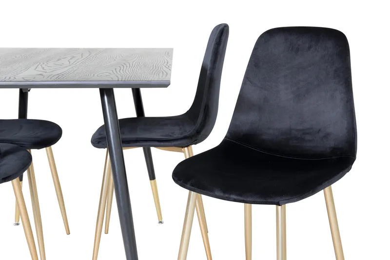 Balisa Matgrupp 120 cm inkl 4 Pontus Sammetsstolar - Svart/Mässing - Möbler - Bord & matgrupper - Matgrupper