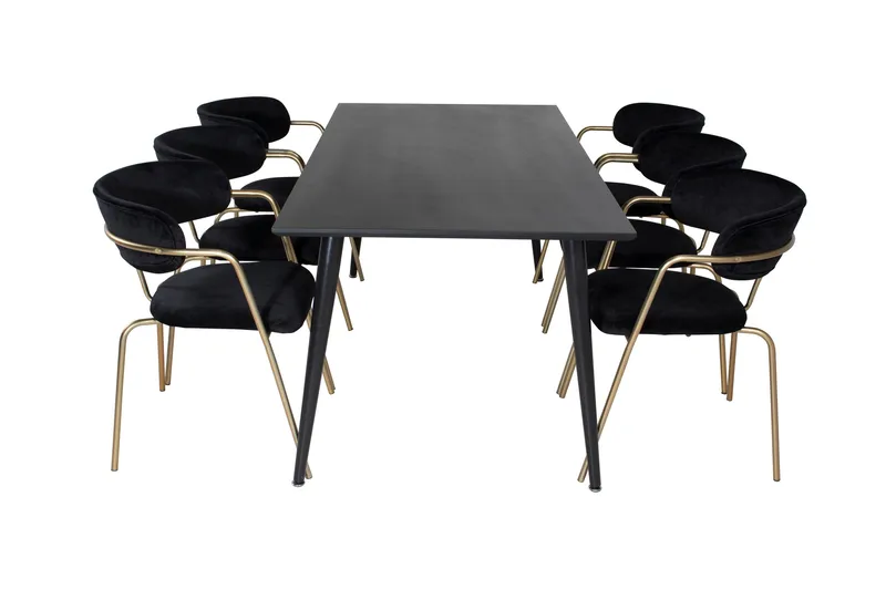 Balisa Matgrupp 180 cm inkl 6 Arcarazo Fåtöljer - Svart/Mässing - Möbler - Bord & matgrupper - Matgrupper