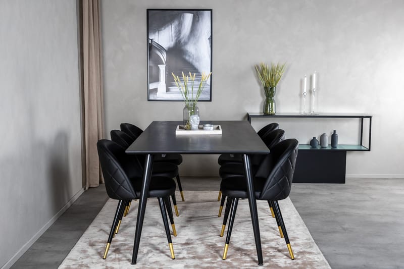 Balisa Matgrupp 180 cm inkl 6 Valera Stolar - Svart/Mässing - Möbler - Bord & matgrupper - Matgrupper