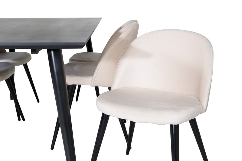 Balisa Matgrupp 180 cm inkl 6 Valeri Stolar - Svart/Sammet/Beige - Möbler - Bord & matgrupper - Matgrupper