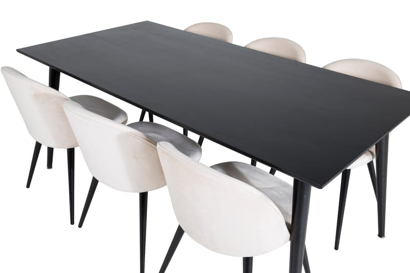Balisa Matgrupp 180 cm inkl 6 Valeri Stolar - Svart/Sammet/Beige - Möbler - Bord & matgrupper - Matgrupper