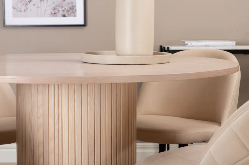 Biana Matgrupp 100 cm Rund inkl 4 Velvets Stolar - Beige/Svart - Möbler - Bord & matgrupper - Matgrupper