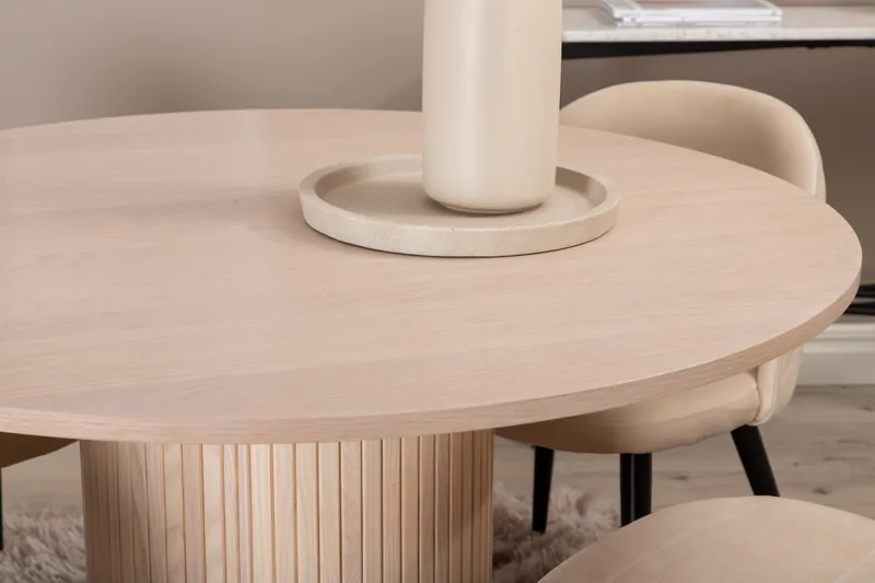 Biana Matgrupp 100 cm Rund inkl 4 Velvets Stolar - Beige/Svart - Möbler - Bord & matgrupper - Matgrupper