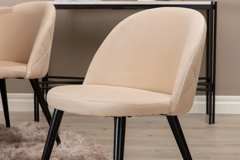 Biana Matgrupp 100 cm Rund inkl 4 Velvets Stolar - Beige/Svart - Möbler - Bord & matgrupper - Matgrupper