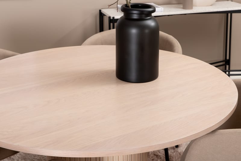 Biana Matgrupp 110 cm Rund inkl 4 Berita Stolar - Beige/Svart - Möbler - Bord & matgrupper - Matgrupper