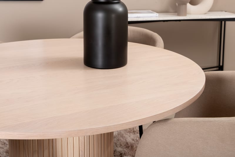 Biana Matgrupp 110 cm Rund inkl 4 Berita Stolar - Beige/Svart - Möbler - Bord & matgrupper - Matgrupper