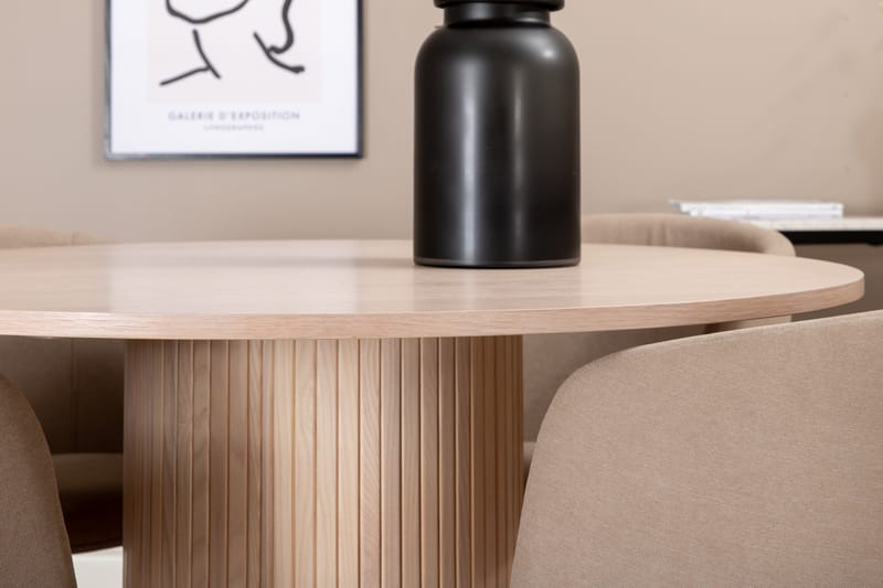 Biana Matgrupp 110 cm Rund inkl 4 Berita Stolar - Beige/Svart - Möbler - Bord & matgrupper - Matgrupper