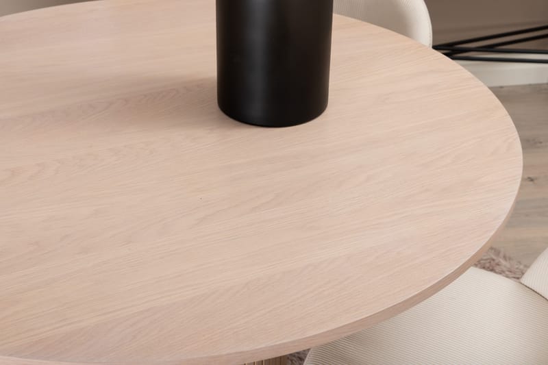 Biana Matgrupp 110 cm Rund inkl 4 Valera Manchesterstolar - Beige/Svart - Möbler - Bord & matgrupper - Matgrupper