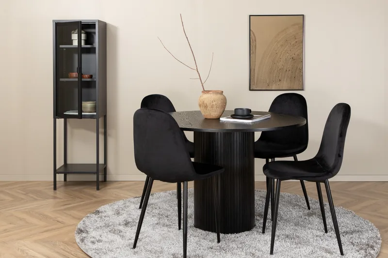 Biana Matgrupp 110 cm Rund inkl 4 Pontus Stolar, Svart