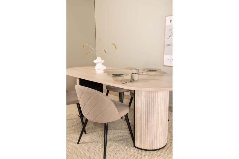 Biana Matgrupp 200 cm Oval inkl 4 Velvets Stolar - Beige/Svart - Möbler - Bord & matgrupper - Matgrupper