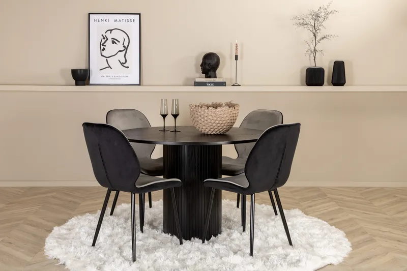 Bianca runt matbord med 4st Emma matstol, undefined