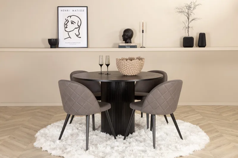 Bianca runt matbord med 4st Velvet matstol, undefined