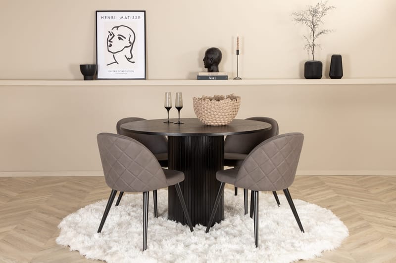 Bianca runt matbord med 4st Velvet matstol, undefined