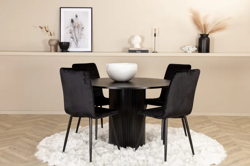 Bianca runt matbord med 4st Windu Lyx matstol, undefined