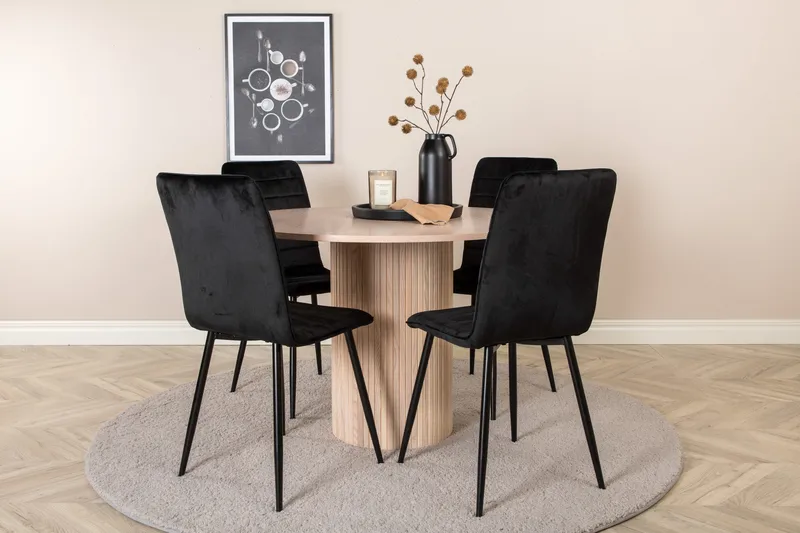 Bianca runt matbord med 4st Windu Lyx matstol, undefined