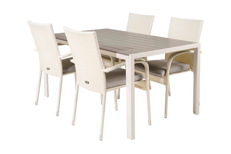 Buitepos Matgrupp inkl 4 Ariamab Karmstolar, Polywood/Vit