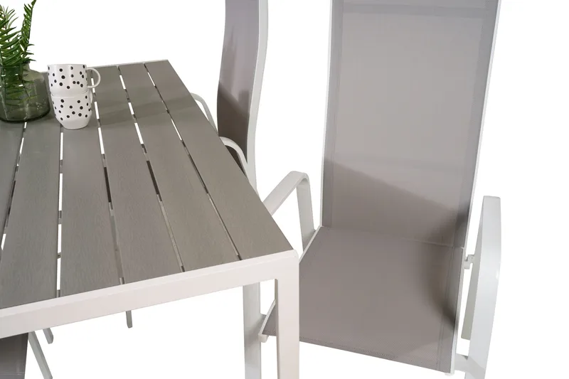 Buitepos Matgrupp inkl 4 Dusternbrook Karmstolar - Polywood/Vit - Utemöbler - Utegrupp - Matgrupp utomhus