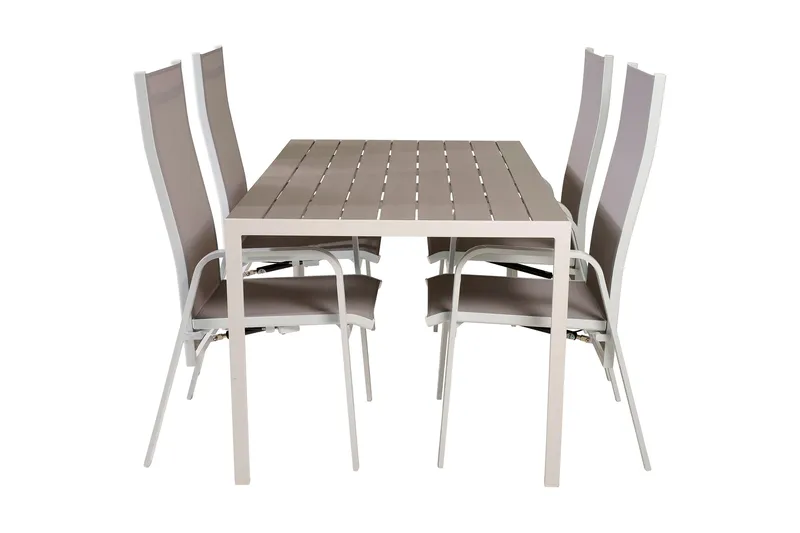 Buitepos Matgrupp inkl 4 Dusternbrook Karmstolar - Polywood/Vit - Utemöbler - Utegrupp - Matgrupp utomhus
