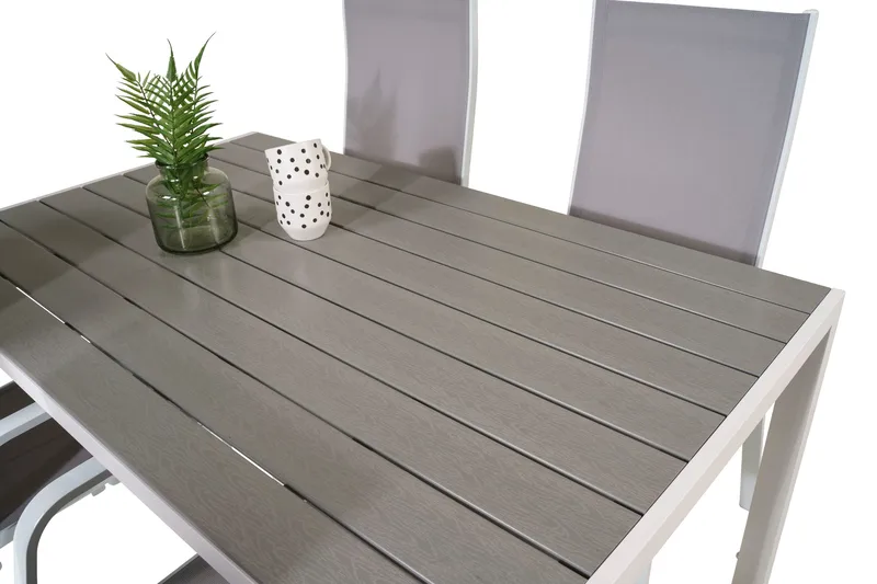 Buitepos Matgrupp inkl 4 Dusternbrook Karmstolar - Polywood/Vit - Utemöbler - Utegrupp - Matgrupp utomhus