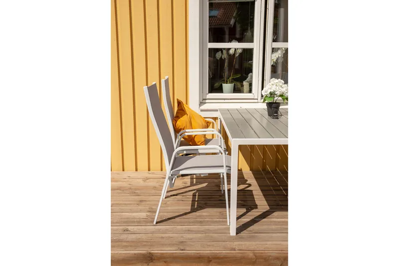 Buitepos Matgrupp inkl 4 Dusternbrook Karmstolar - Polywood/Vit - Utemöbler - Utegrupp - Matgrupp utomhus