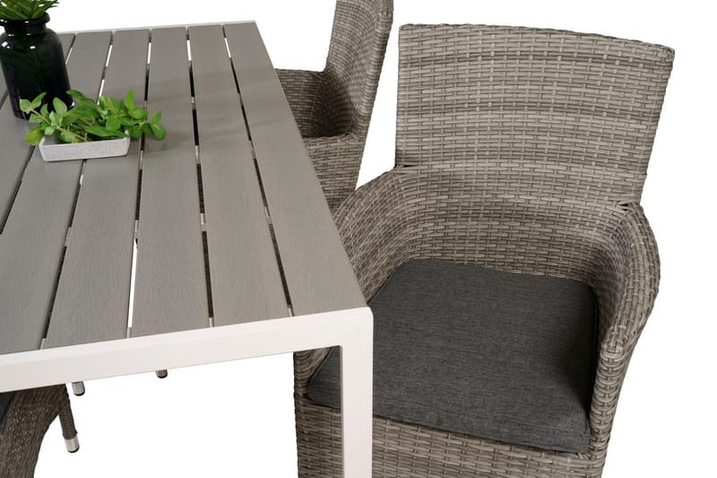 Buitepos Matgrupp inkl 4 Kalkfeld Karmstolar - Polywood/Vit - Utemöbler - Utegrupp - Matgrupp utomhus