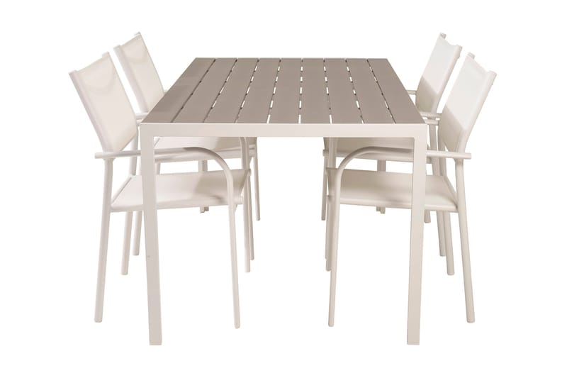 Buitepos Matgrupp inkl 4 Langstrand Karmstolar - Polywood/Vit - Utemöbler - Utegrupp - Matgrupp utomhus